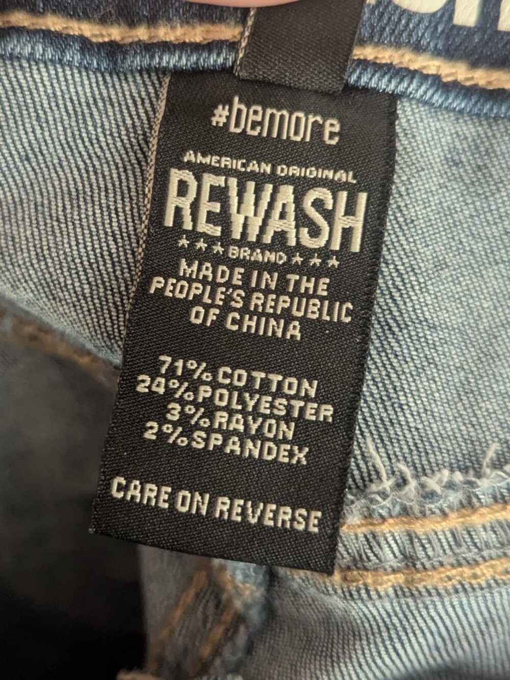 Rewash Button Fly Raw Hem High Rise Denim Blue Jean Shorts-Junior 3/26 - Picture 3 of 6
